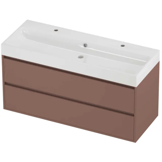 Proline Podium Badmeubelset Polystone Loft Greeploos 120x46x62 cm Glans Wit Beauty Blush Rosé Goud