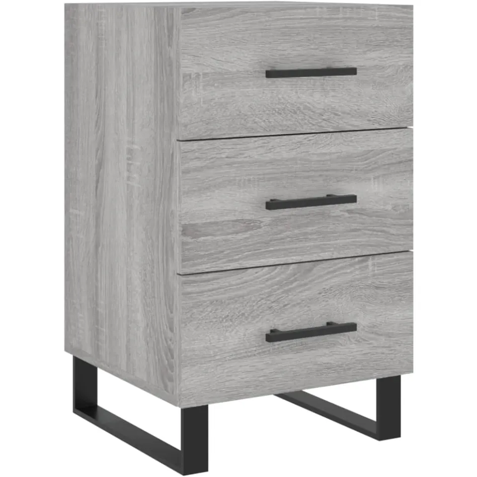 vidaXL Nachtkastje 40x40x66 cm bewerkt hout grijs sonoma eiken, foto 3