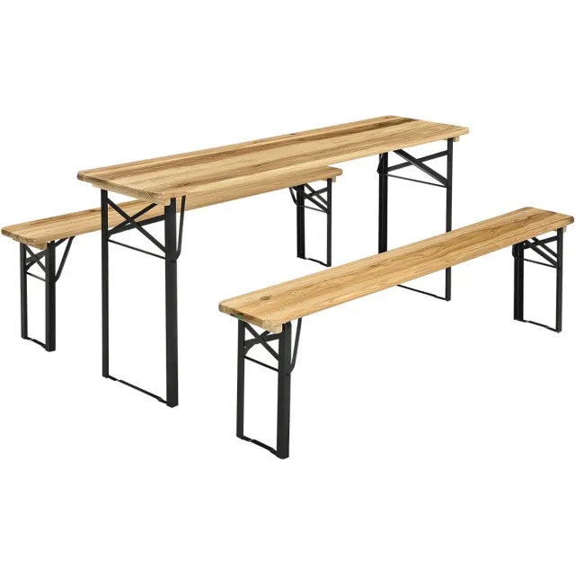 MaxxGarden Picknicktafel met banken – Opvouwbare Biertafel – Picknickset hout – Tafel met Banken – 167x45x75cm