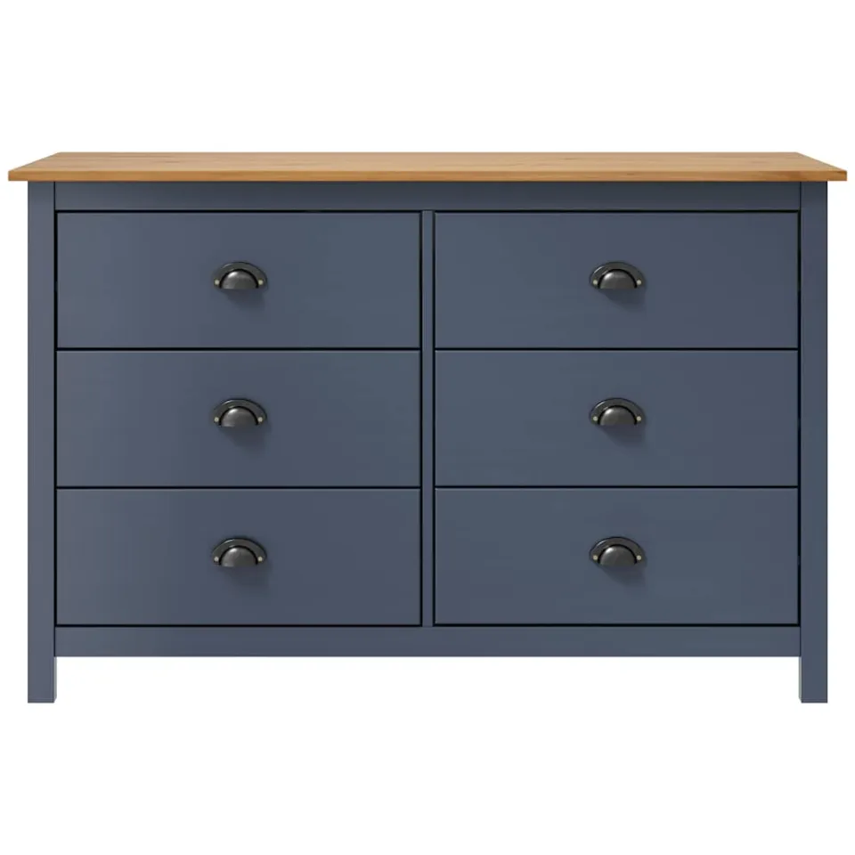 vidaXL Dressoir Hill 125x40x80 cm massief grenenhout grijs, foto 2