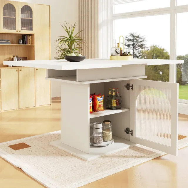 Maisentiel Uitschuifbare eettafel met opbergruimte - 110-140 x 80 x 76 cm - wit