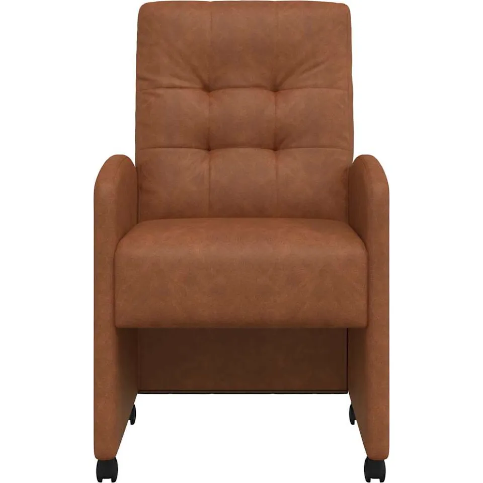 vidaXL Eetkamerstoelen met Wieltjes 2 st Kunstleer Bruin, foto 4