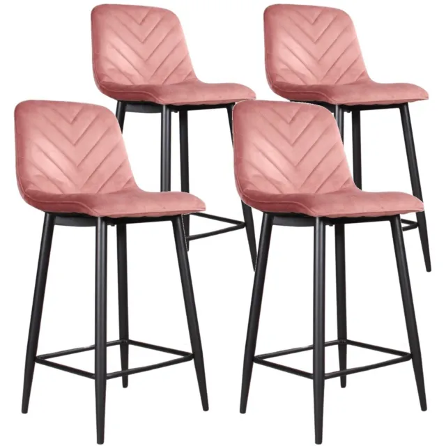 DS4U Gaby barkruk 65 cm - Set van 4 - Roze - Velvet