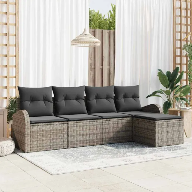 vidaXL Tuin Sofa Set Grijs poly rattan, foto 2
