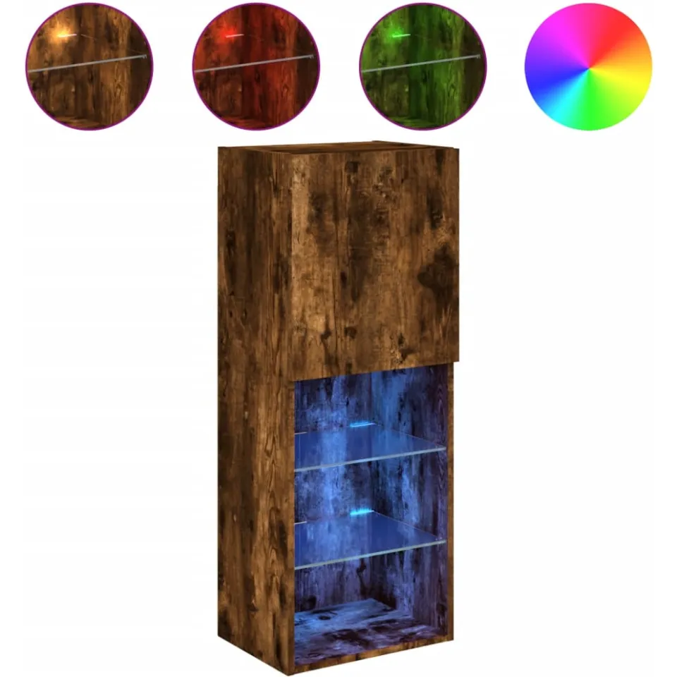 vidaXL Tv-meubel LED-verlichting 40,5x30x102 cm gerookt eikenkleurig Bruin