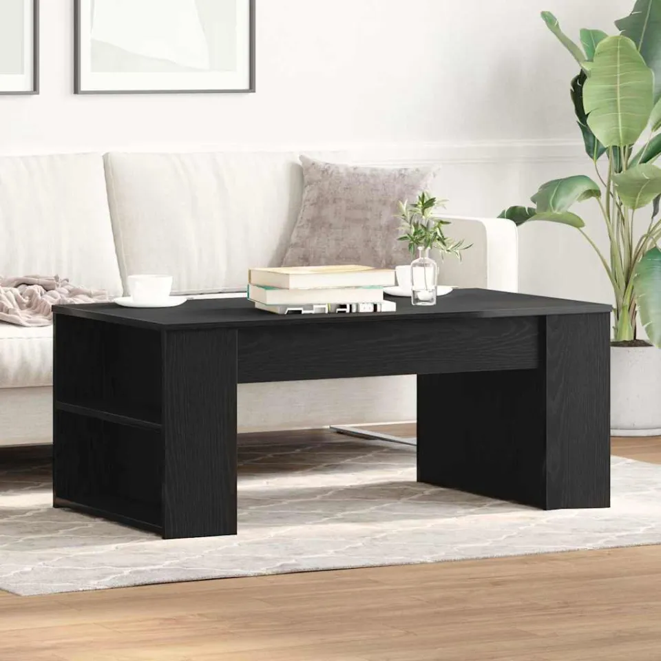 vidaXL Salontafel Zwart Eiken 102 x 55 x 42 cm Bewerkt hout, foto 4