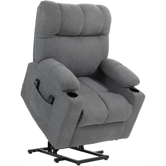 Homona Elektrische sta-opfauteuil - Met massagefunctie en lendenverwarming en bekerhouders - 91 x 95 x 109 cm - Grijs