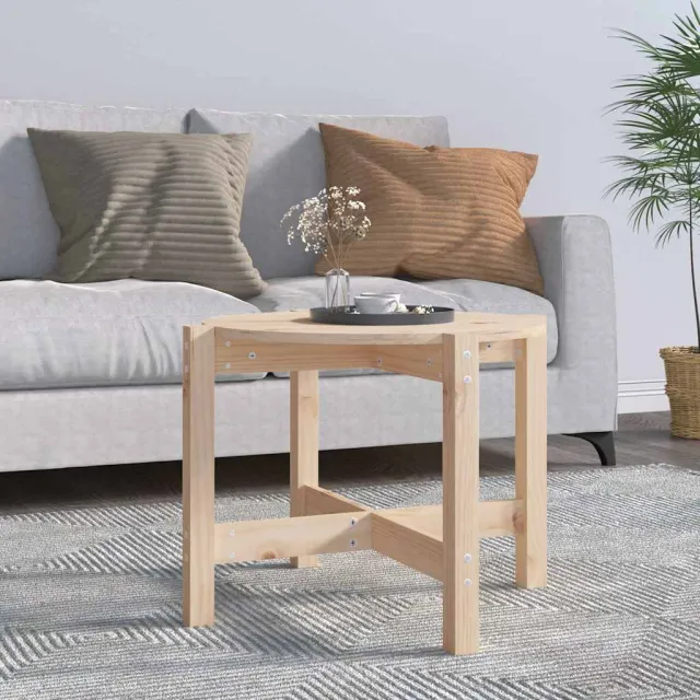 vidaXL Salontafel Ø 62,5x45 cm massief grenenhout bruin, foto 2
