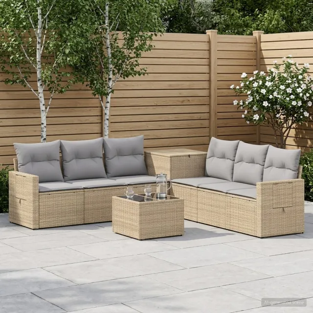 vidaXL Bankstel 8 st Beige en Licht Grijs 55 x 55 x 37 cm