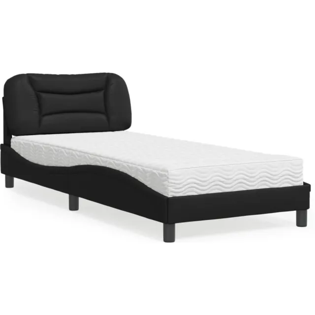 vidaXL Bed met matras "Hvar" kunstleer zwart 90x200 cm