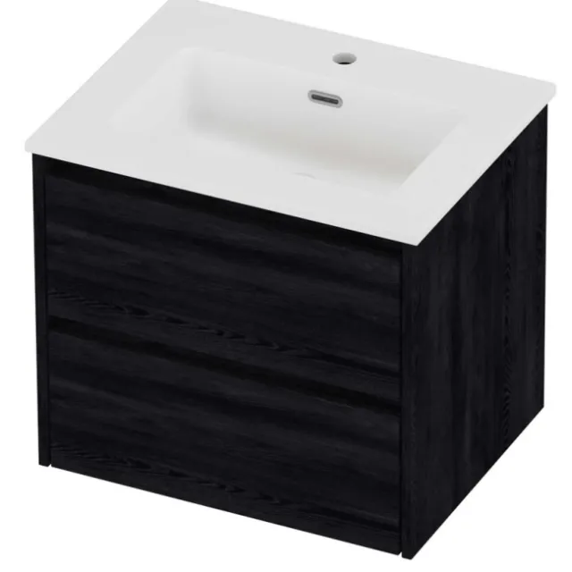 Proline Tribute Badmeubelset Porselein Elegant 1 Gat 60x46x54 cm Mat White Black Oak Eiken