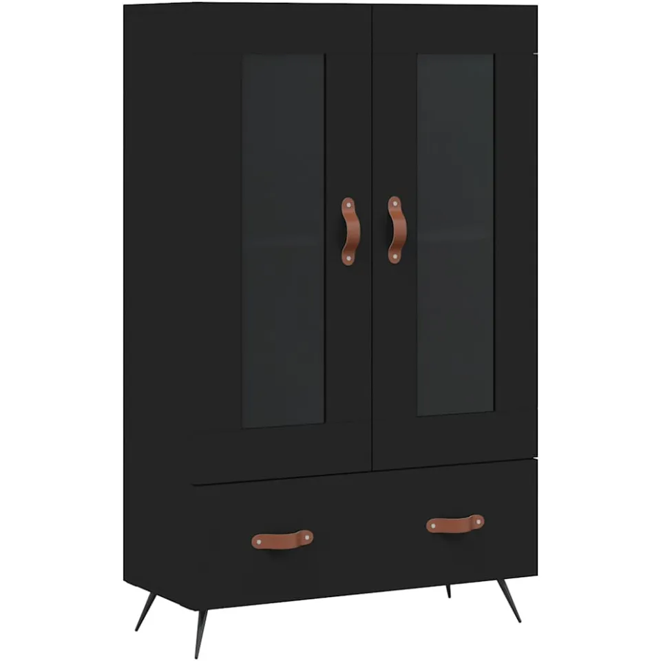 vidaXL Hoge kast 69,5x31x115 cm bewerkt hout zwart, foto 3