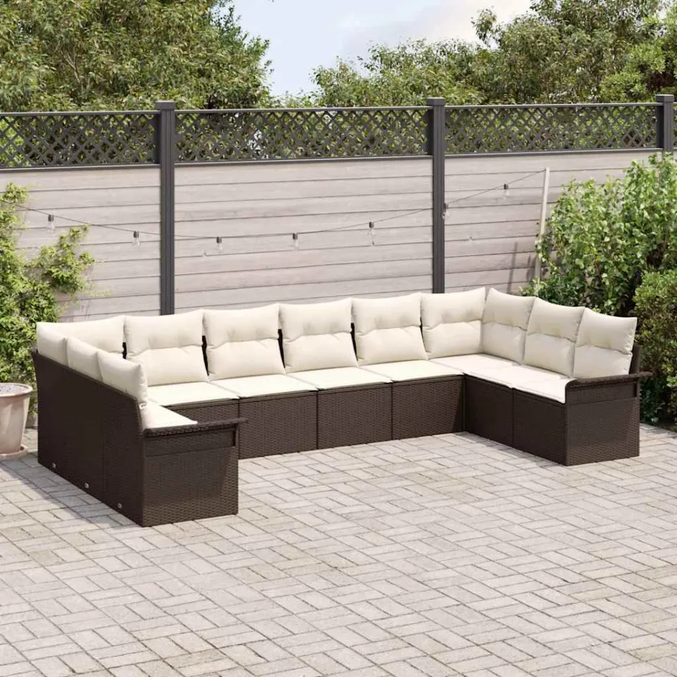 vidaXL Tuin Sofa Set 10 st Bruin poly rattan, foto 3