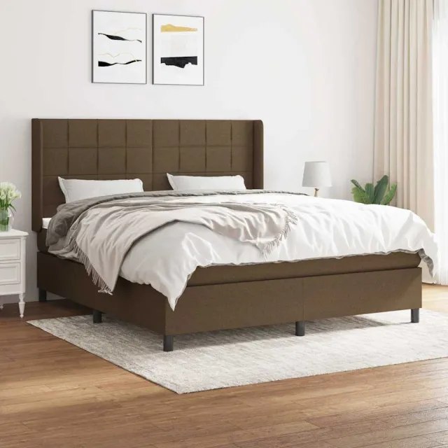 vidaXL Boxspring met matras stof donkerbruin 160x200 cm bruin