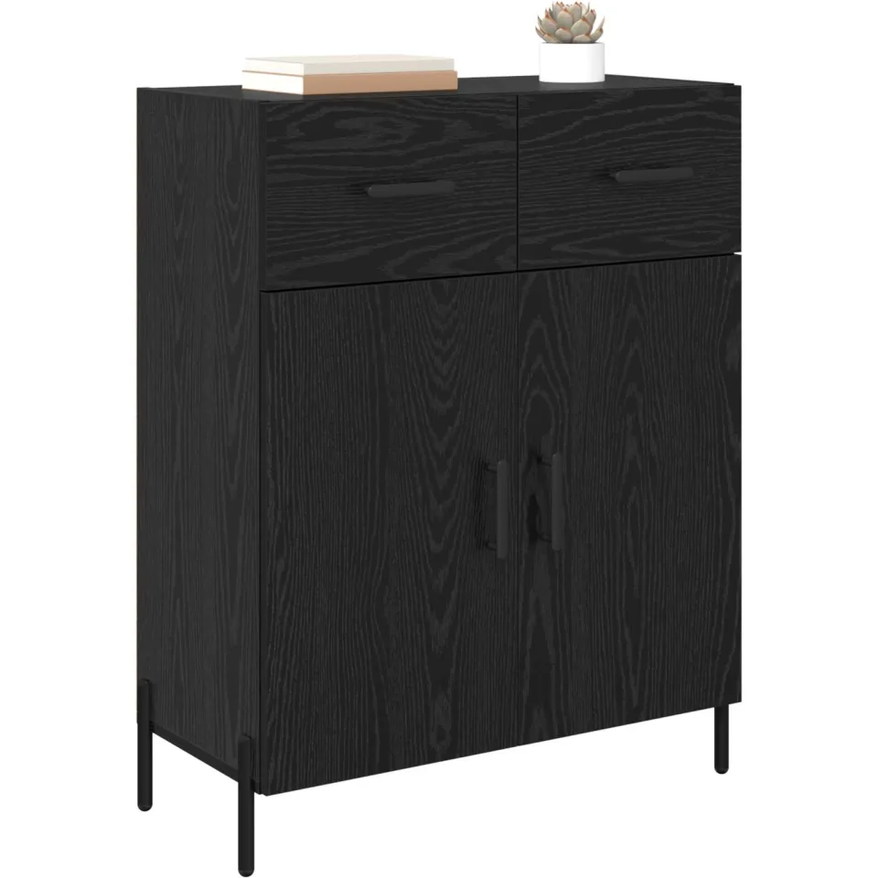 vidaXL Dressoir Zwart Eiken 69,5 x 34 x 90 cm Bewerkt hout