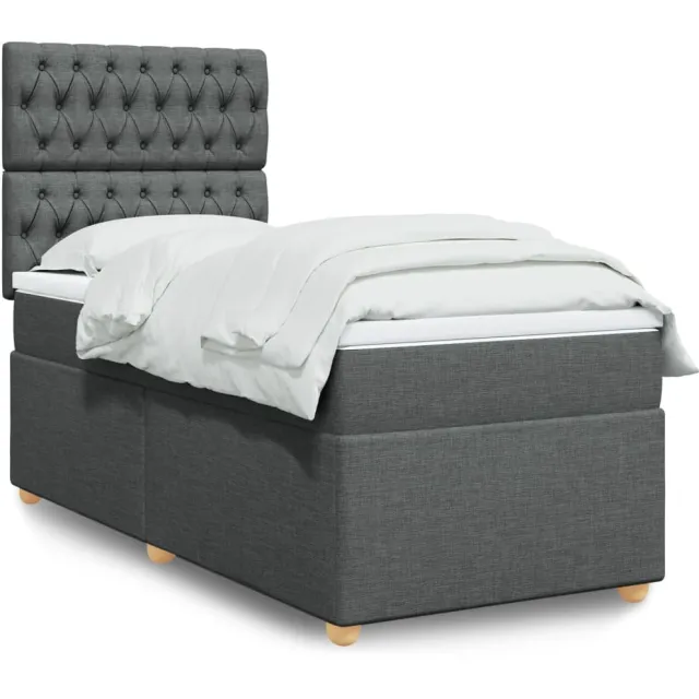vidaXL Boxspring met matras stof donkergrijs 100x200 cm grijs