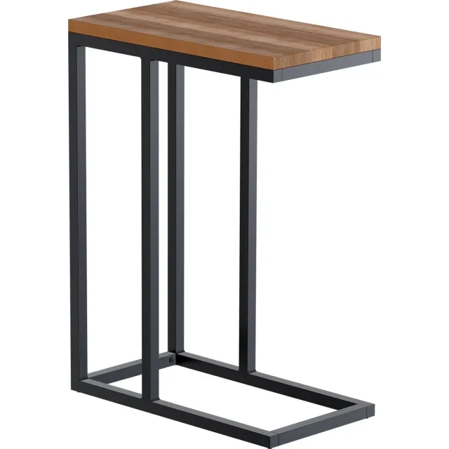 CLP Manteo Bijzettafel - metaal met hout - woonkamer - Salontafel van eikenhout - Sofa-tafel met metalen frame - Vierkant nachtkastje eik