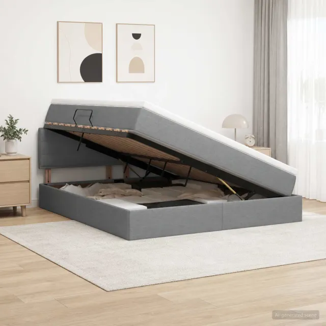 vidaXL Opbergbed met matras Donkergrijs 140 x 200 cm fluweel