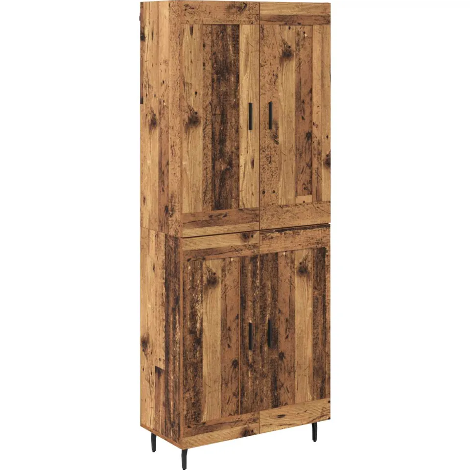 vidaXL Hoge kast 2 st Oudhout 69,5 x 34 x 180 cm Bewerkt hout bruin, foto 3
