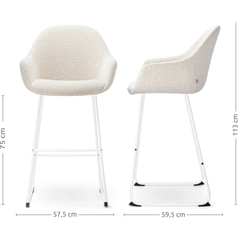 Nolon Nino-Mae barkruk bouclé beige - wit onderstel - 75 cm, foto 3