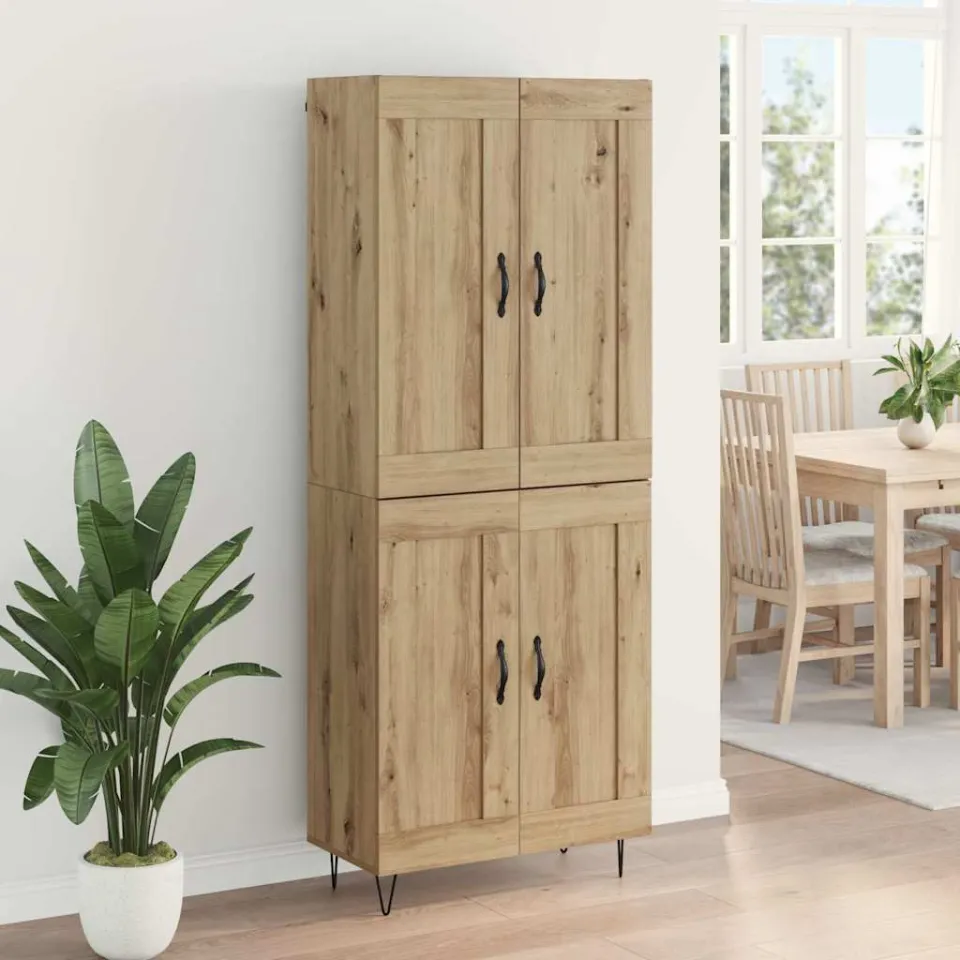 vidaXL Hoge kast Artisan Eiken 69,5 x 34 x 180 cm Bewerkt hout, foto 3