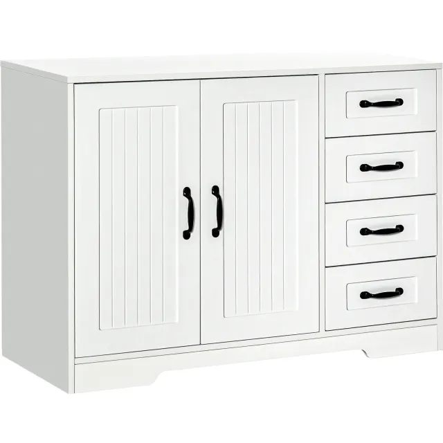 Homona Sideboard - Met 4 lades en kast met verstelbare plank - 105 x 40 x 76 cm - Wit
