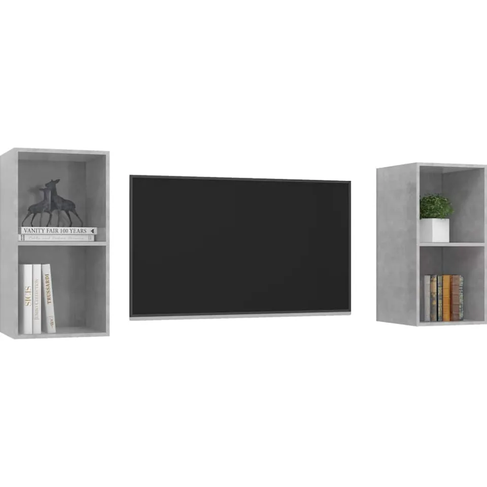vidaXL Tv-wandmeubelen 2 st bewerkt hout betongrijs grijs, foto 4