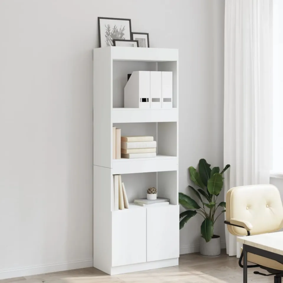 vidaXL Hoge kast 63x33x180 cm bewerkt hout wit, foto 3