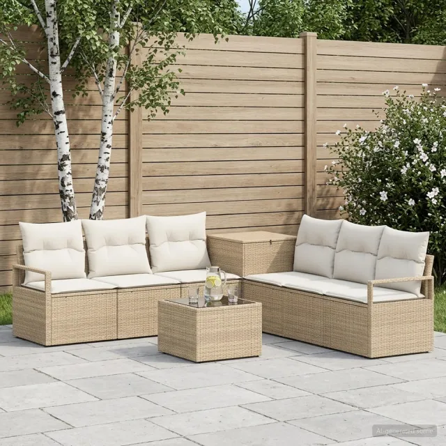vidaXL Bankstel 8 st Beige en Crème Wit 55 x 55 x 37 cm
