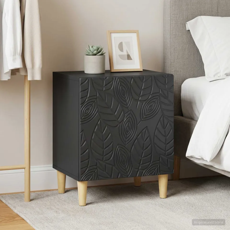 vidaXL Nachtkastje 2 st Zwart 43 x 34,5 x 50 cm Bewerkt hout, foto 2