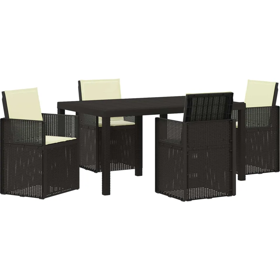 vidaXL Tuin eettafelset 5 st 4-zits Antraciet- en crèmekleurig PP Anthraciet
