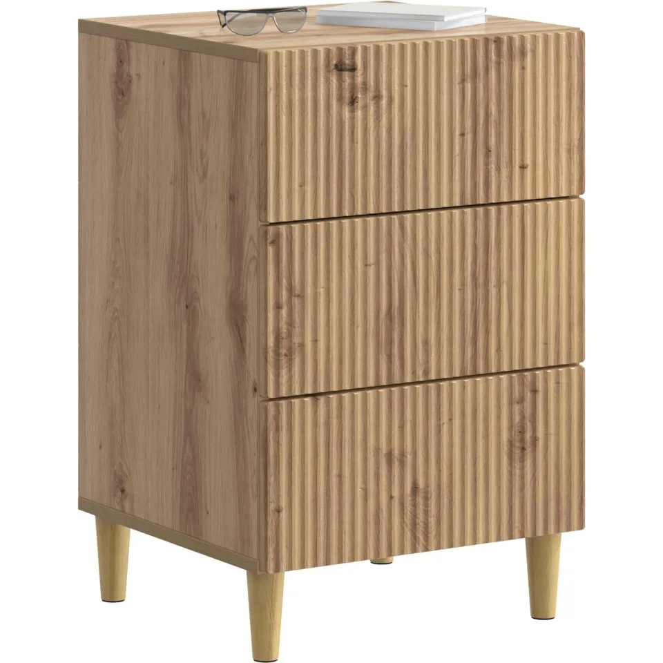 vidaXL Nachtkastje Artisanaal eiken 43 x 41 x 66,5 cm Bewerkt hout Bruin