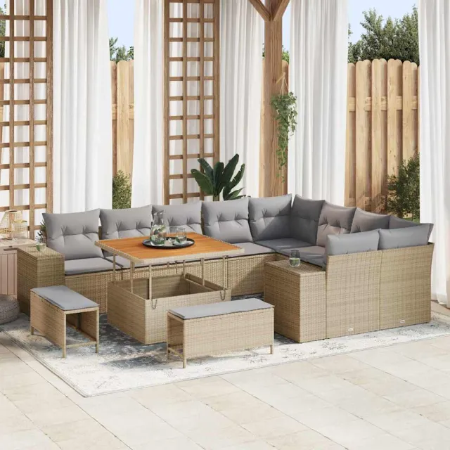 vidaXL Tuin Sofa Set 12 st Beige poly rattan