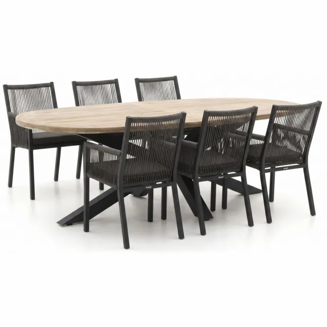 Manifesto Furniture Manifesto Rivola/ROUGH-Y Ellips 200cm dining tuinset 7-delig