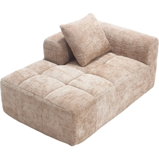 CHICFURN Chaise longue - Zonder montage - Zijzakken - Khaki