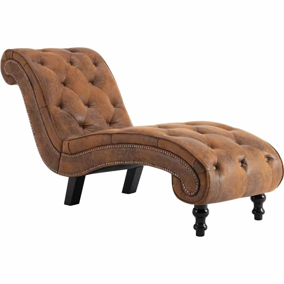 vidaXL Chaise longue kunstsuède bruin, foto 3