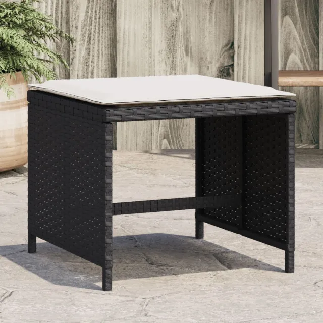 vidaXL Tuinkrukken 4 st met kussens 40x40x35 cm poly rattan zwart