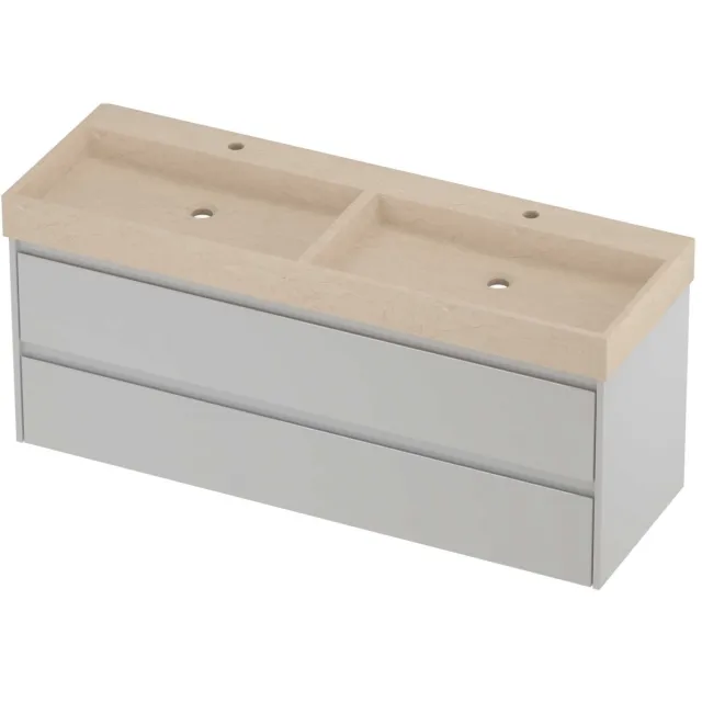 Proline Evoli Badmeubelset Hardsteen Loft Dubbel 140x46x62 cm Sand Stone Glans Wit