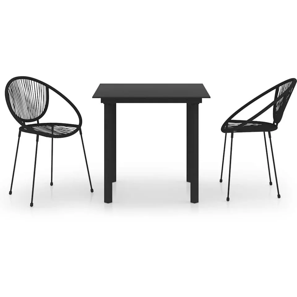 vidaXL 3-delige Tuinset PVC-rattan zwart, foto 3