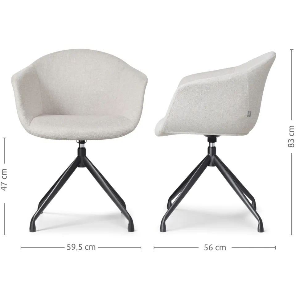 Nolon Nola-Otis draaibare eetkamerstoel beige - zwart onderstel, foto 3