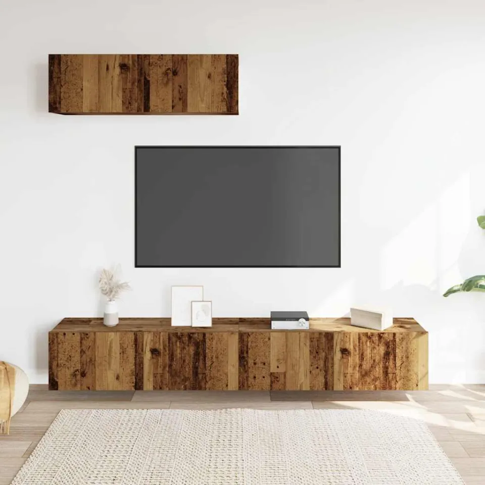 vidaXL Tv-wandmeubelen 3 st 100x30x30 cm bewerkt hout oud houtkleurig bruin, foto 2