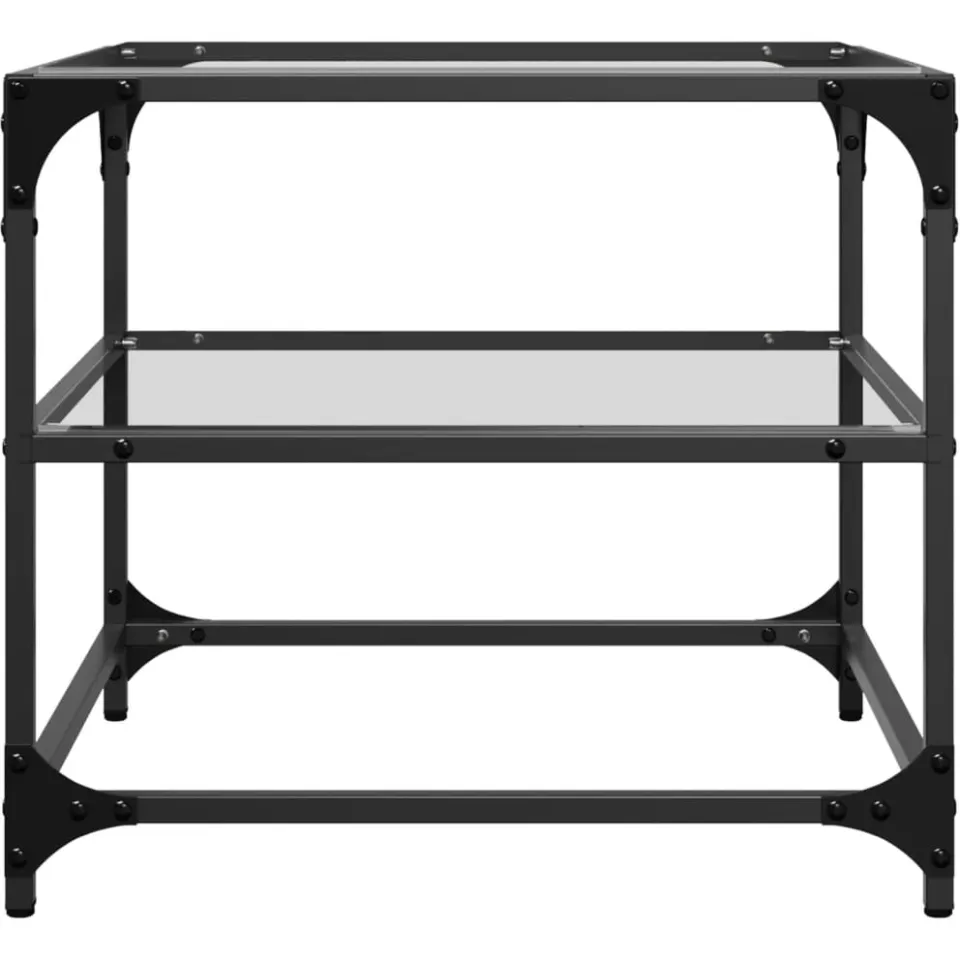 vidaXL Salontafels 2 st met transparant glazen blad 50x50x45 cm staal transparent, foto 4