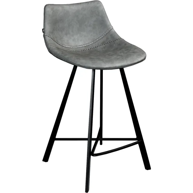 Goossens Counterstoel Point - grijs - kunstleer - zithoogte 67 cm - zonder armleuning kunstleer grijs
