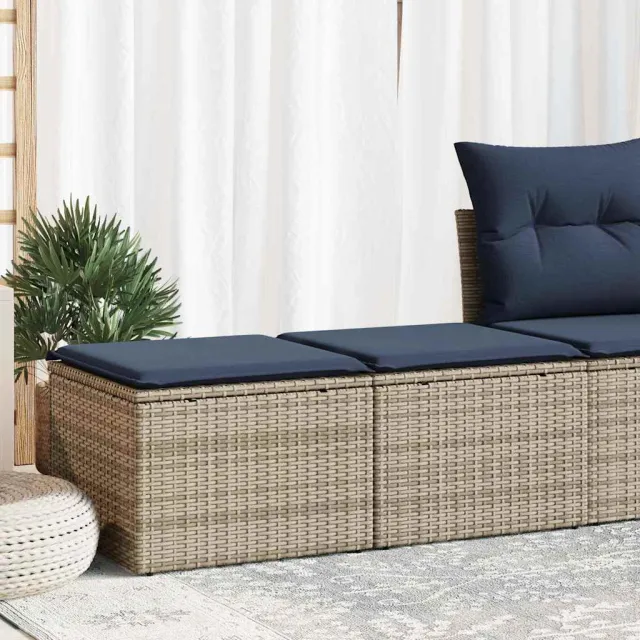vidaXL 2-delige Loungeset met kussens poly rattan acacia grijs, foto 2