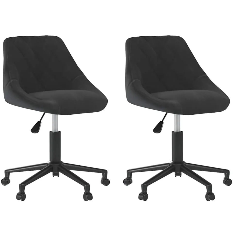 vidaXL Eetkamerstoelen draaibaar 2 st fluweel zwart, foto 3