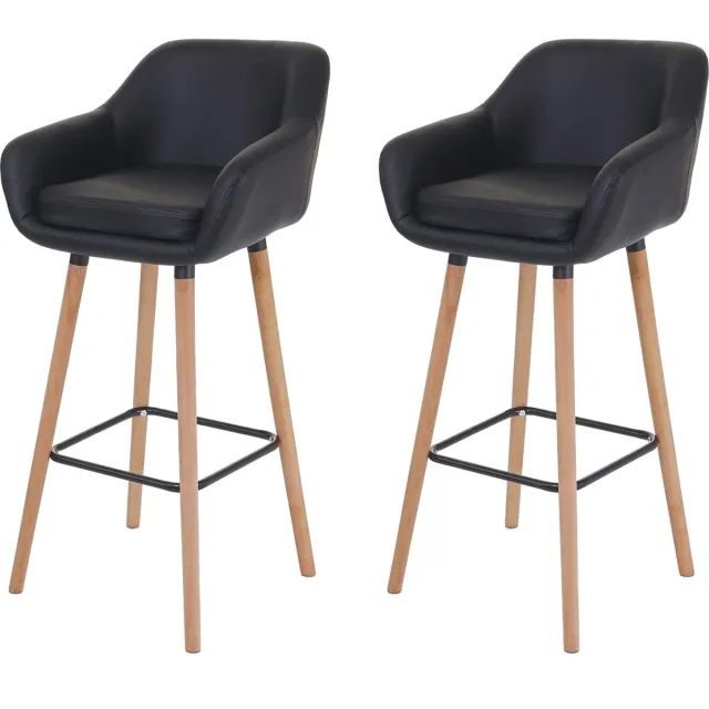 MCW Set van 2 barkrukken Malmö T381, barkruk counterkruk ~ kunstleer, zwart