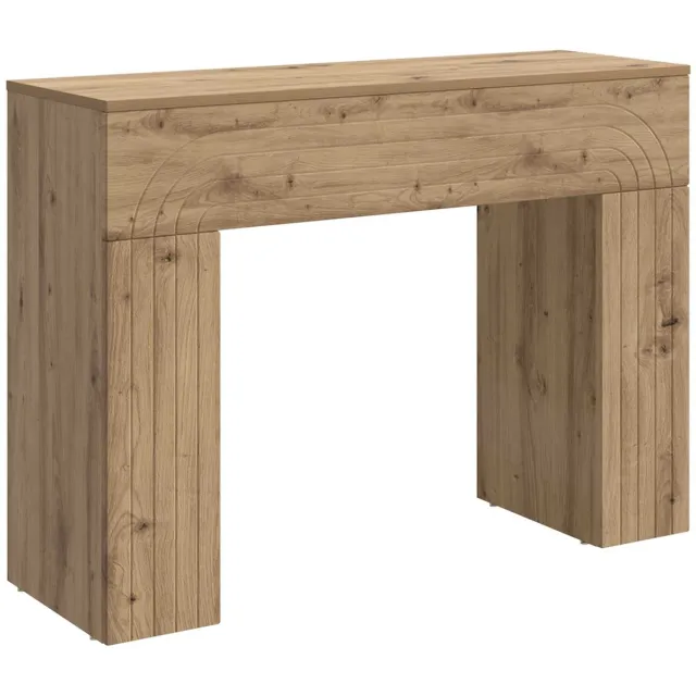 vidaXL Salontafel - Artisanaal - eiken - 102 - x - 35 - x - 75 - cm - Bewerkt - hout Artisanaal eiken