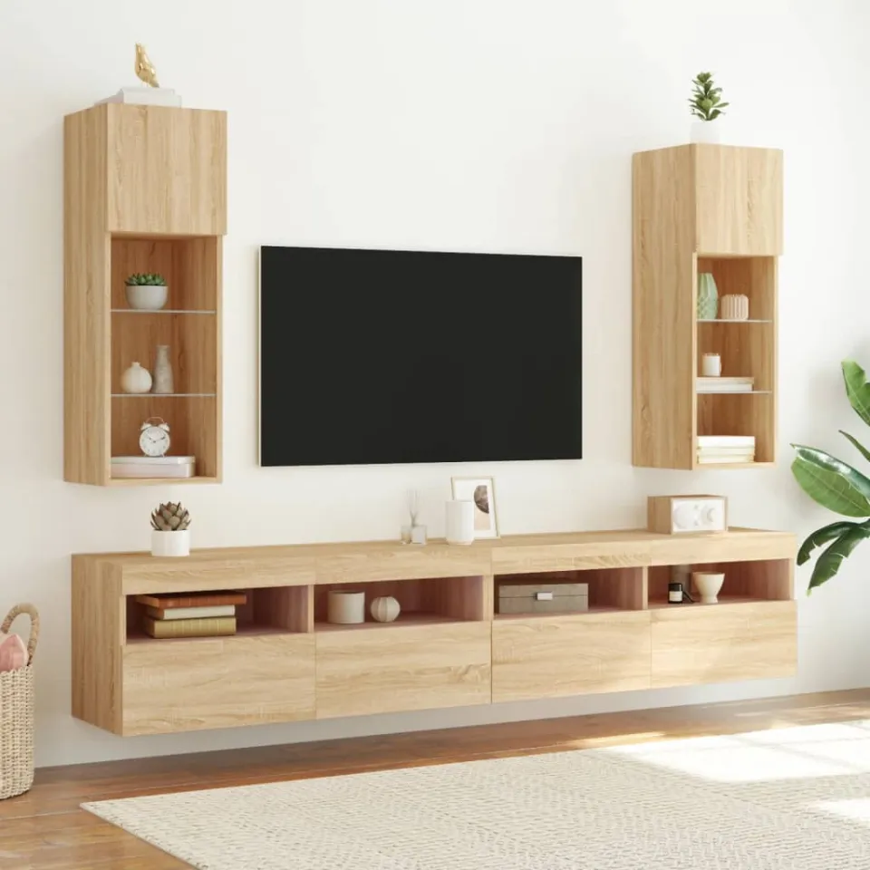 vidaXL Tv-meubel met LED-verlichting 30,5x30x90 cm sonoma eikenkleurig, foto 2