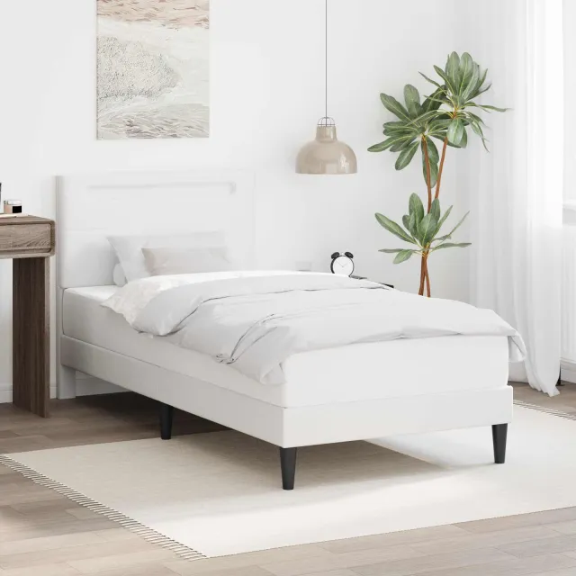vidaXL Bedframe met matras Wit 100 x 200 cm Kunstleer
