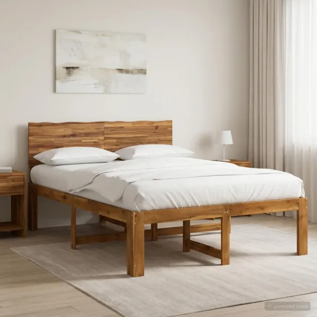 vidaXL Tweepersoonsbed met hoofdeinde ROSTOCK Naturel 150 x 200 cm Bruin